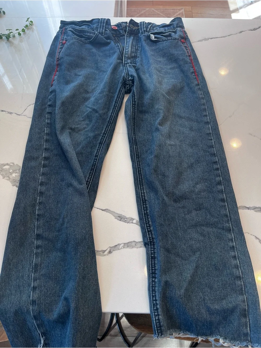 COOGI Men's Blue Straight Jeans with Embroidered Back Pockets
